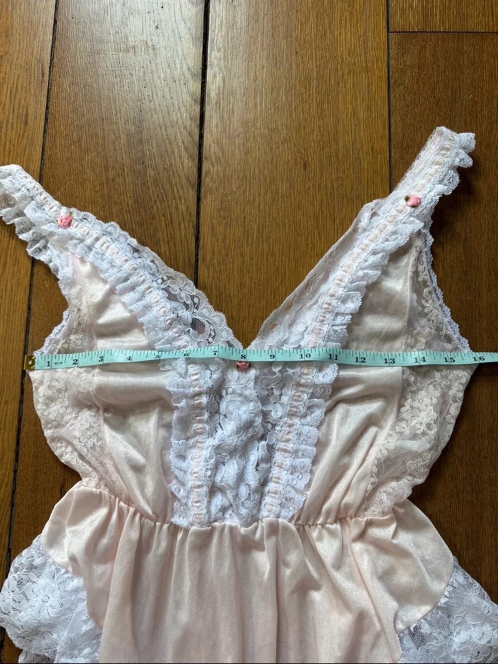 Vintage Pink Satin Lace Teddy Bodysuit Lingerie Romantic Cottagecore Pink Girlie - Picture 10 of 11